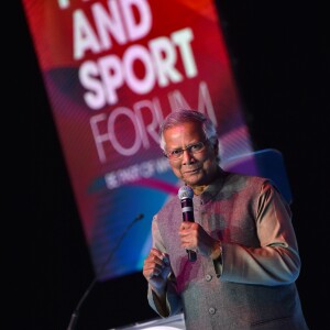 Muhammad Yunus, l'économiste et entrepreneur bangladais, prix Nobel de la paix en 2006, durant la soirée de gala du 10ème Forum international de Peace and Sport au Sporting à Monaco le 7 décembre 2017. © Bruno Bebert/Bestimage