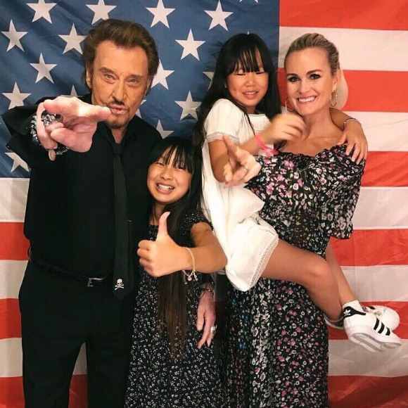 Johnny et Laeticia Hallyday avec leurs filles Jade et Joy, le 26 juin 2017.