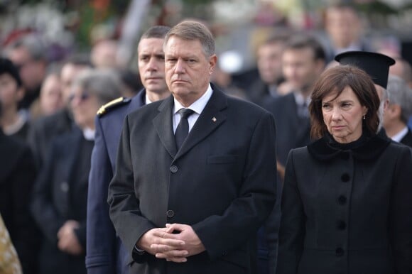 Klaus Iohannis (président de la Roumanie) et sa femme Carmen - Obsèques du roi Michel de Roumanie à Bucarest, le 16 décembre 2017.