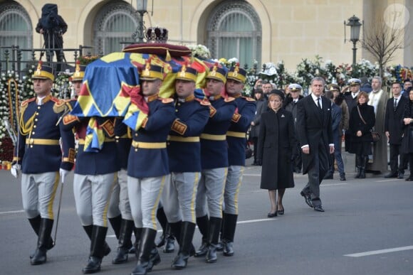 La princesse Margarita de Roumanie et son mari Radu Duda - Obsèques du roi Michel de Roumanie à Bucarest, le 16 décembre 2017.