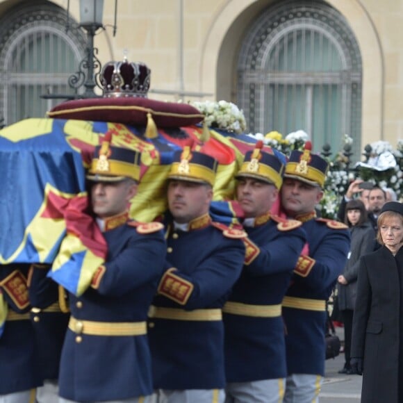 La princesse Margarita de Roumanie et son mari Radu Duda - Obsèques du roi Michel de Roumanie à Bucarest, le 16 décembre 2017.