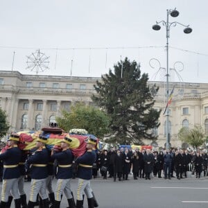 La princesse Margarita de Roumanie et son mari Radu Duda - Obsèques du roi Michel de Roumanie à Bucarest, le 16 décembre 2017.