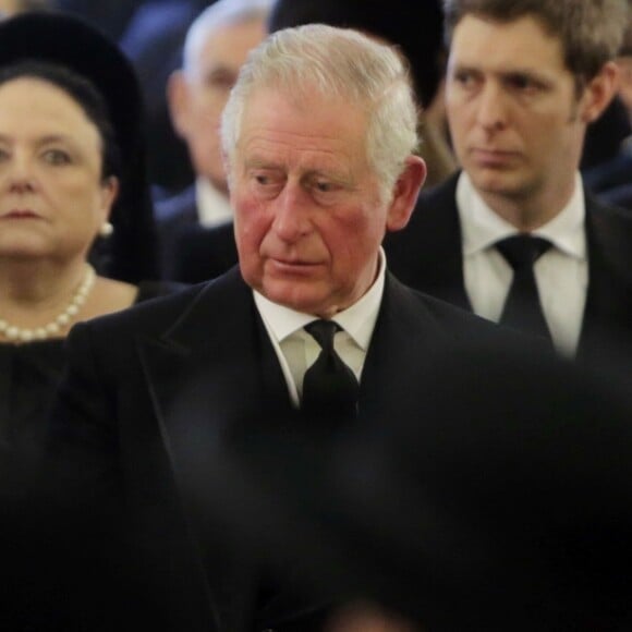 La reine Sofia d'Espagne, le roi Juan Carlos d'Espagne, le prince Charles, la princesse Anne-Marie de Danemark - Obsèques du roi Michel de Roumanie à Bucarest, le 16 décembre 2017.