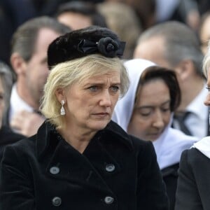 La princesse Astrid de Belgique, Muna Al-Hussein - Obsèques du roi Michel de Roumanie à Bucarest, le 16 décembre 2017.