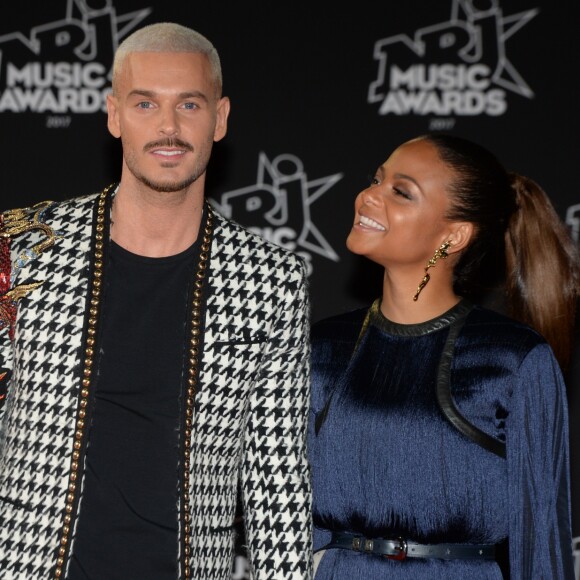 Le chanteur français M. Pokora et sa compagne la chanteuse américaine Christina Milian - 19ème édition des NRJ Music Awards à Cannes le 4 novembre 2017. © Rachid Bellak/Bestimage