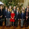 La princesse Claire, le prince Gabriel, le prince Aymeric, la reine Mathilde, la princesse Eleonore, le roi Philippe, la princesse Elisabeth, le prince Emmanuel, le prince Nicolas, la princesse Astrid, le prince Lorentz, la princesse Luisa Maria - La famille royale de Belgique assiste au traditionnel concert de Noël au palais royal à Bruxelles le 20 décembre 2017. 20/12/2017 - Bruxelles