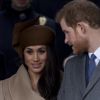 Meghan Markle avec le prince Harry et la famille royale britannique le 25 décembre 2017 lors de la messe de Noël à Sandringham dans le Norfolk.