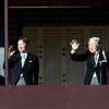 Le prince Nahurito, l'empereur Akihito et l'impératrice Michiko du Japon lors de la cérémonie des voeux de l'empereur du Japon depuis le palais impérial à Tokyo le 2 janvier 2018. 02/01/2018 - Tokyo