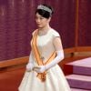 La princesse Mako d'Akishino lors de la cérémonie officielle des voeux du nouvel an au palais impérial le 1er janvier 2018 à Tokyo. Elle y participait pour la dernière fois avant de quitter la famille royale, en novembre 2018, du fait de son mariage avec Kei Komuro.