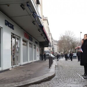 Emmanuel Macron et Anne Hidalgo (Maire de Paris) - Hommage aux victimes de l'attentat de l'Hyper Cacher de la porte de Vincennes à Paris le 7 janvier 2018. La prise d'otages du magasin Hyper Cacher de la porte de Vincennes à Paris est une attaque terroriste islamiste et antisémite, perpétrée le 9 janvier 2015 qui avait fait 5 morts en tout (trois clients, un employé, le terroriste). © Stéphane Lemouton/Bestimage