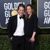 Hugh Grant et sa compagne Anna Eberstein enceinte sur le tapis rouge de la 75ème cérémonie des Golden Globe Awards au Beverly Hilton à Los Angeles, le 7 janvier 2018. © Chris Delmas/Bestimage