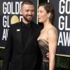 Jessica Biel et son mari Justin Timberlake sur le tapis rouge de la 75ème cérémonie des Golden Globe Awards au Beverly Hilton à Los Angeles, le 7 janvier 2018.