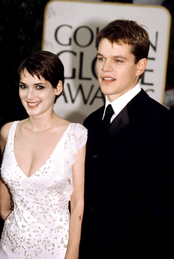 Winona Ryder et Matt Damon aux Golden Globes. Février 2000.