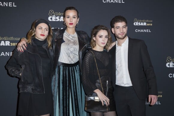 Ella Rumpf, Julia Ducournau, Garance Marillier et Rabah Nait Oufella (habillé en Kenzo) - Dîner des révélations des Cesar 2018 au Petit Palais à Paris, le 15 janvier 2018. © Olivier Borde/Bestimage