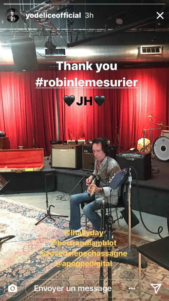 Robin Le Mesurier, guitariste de Johnny Hallyday, de nouveau au travail au studio Apogee à Santa Monica, janvier 2018.