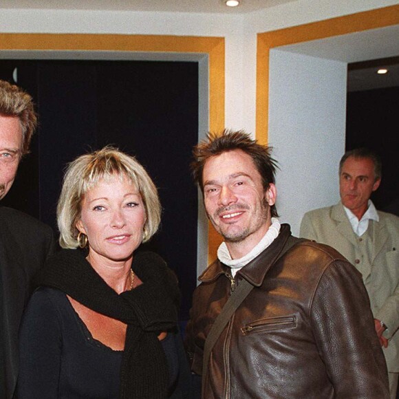Johnny Hallyday, Annette Camus et Florent Pagny en 1999.