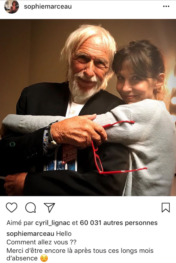 Le 18 janvier 2018, Sophie Marceau a publié une photo prise au côté de Pierre Richard (son partenaire du film "Mme Mills"), marquant son grand retour sur les réseaux sociaux après plusieurs mois d'absence. Son ex-compagnon, le chef cuisinier Cyril Lignac, fait partie des nombreuses personnes à avoir "liké" sa photo.