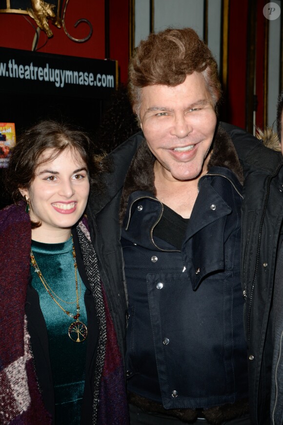 Semi-exclusif - Grichka Bogdanov (Bogdanoff) et une amie à la représentation de la pièce "Les Fantômes de la rue Papillon" au théâtre du Gymnase Marie-Bell à Paris le 22 janvier 2018. © Coadic Guirec/Bestimage