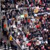Manifestations géantes aux États-Unis. Ici sur la 6ème avenue à New York, pour la 2e "Marche des femmes" anti-Trump à l'occasion du premier anniversaire de son investiture. Le 20 janvier 2018. 