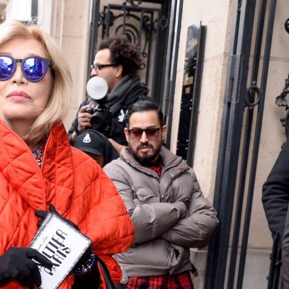 Amanda Lear au défilé de mode Jean Paul Gaultier, collection haute-couture printemps-été 2018, à Paris. Le 24 janvier 2018