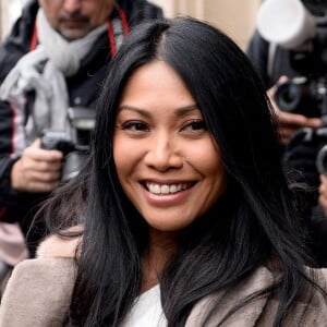 Anggun au défilé de mode Jean Paul Gaultier, collection haute-couture printemps-été 2018, à Paris. Le 24 janvier 2018