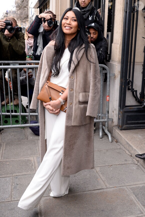Anggun au défilé de mode Jean Paul Gaultier, collection haute-couture printemps-été 2018, à Paris. Le 24 janvier 2018