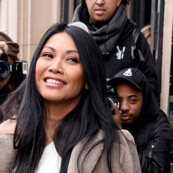 Anggun au défilé de mode Jean Paul Gaultier, collection haute-couture printemps-été 2018, à Paris. Le 24 janvier 2018