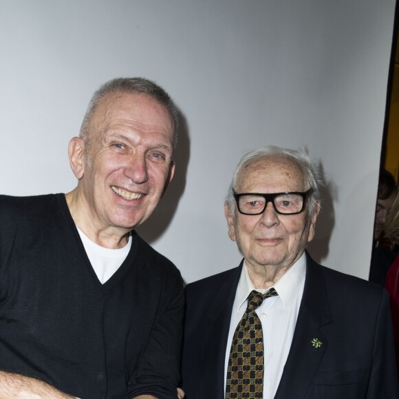 Jean-Paul Gaultier et Pierre Cardin au défilé de mode Jean Paul Gaultier, collection haute couture printemps-été 2018, à Paris. Le 24 janvier 2018  © Olivier Borde / Bestimage