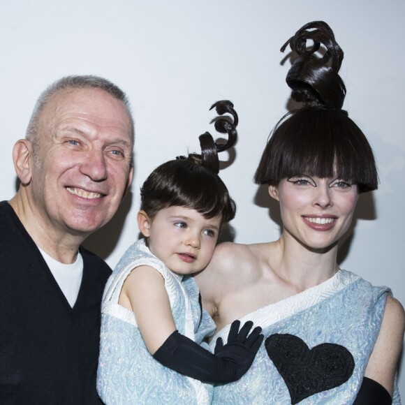 Jean-Paul Gaultier, Coco Rocha et sa fille Ioni au défilé de mode Jean Paul Gaultier, collection haute couture printemps-été 2018, à Paris. Le 24 janvier 2018  © Olivier Borde / Bestimage