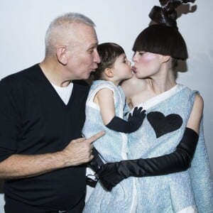 Jean-Paul Gaultier, Coco Rocha et sa fille Ioni au défilé de mode Jean Paul Gaultier, collection haute couture printemps-été 2018, à Paris. Le 24 janvier 2018  © Olivier Borde / Bestimage