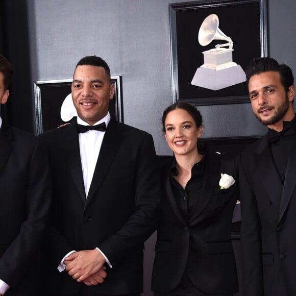 Exclusif - Jain, Maxim Nucci au côté d'Olivier Bassuet (Art Bridge / Quad Group) et des réalisateurs Greg & Lio à la 60ème soirée annuelle des Grammy Awards à Madison Square Garden à New York, le 28 janvier 2018 © Chris Delmas/Bestimage