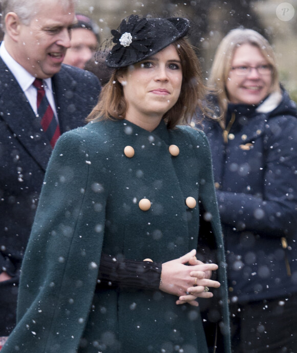 La princesse Eugenie d'York arrive à l'église St Lawrence à Castle Rising le 21 janvier 2018
