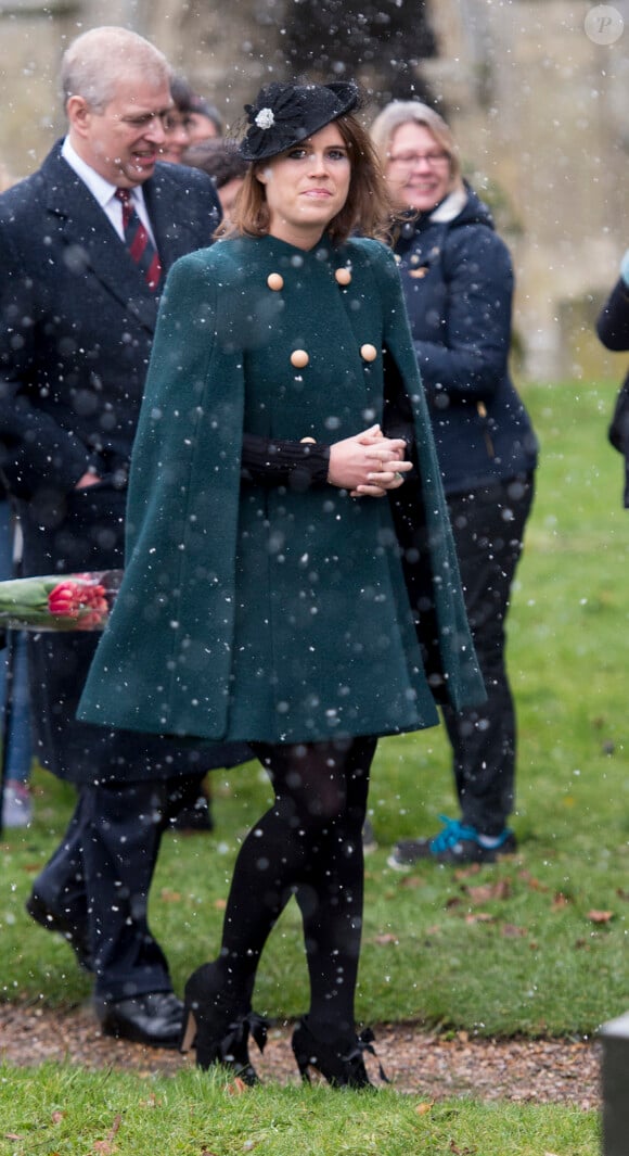 La princesse Eugenie d'York arrive à l'église St Lawrence à Castle Rising le 21 janvier 2018