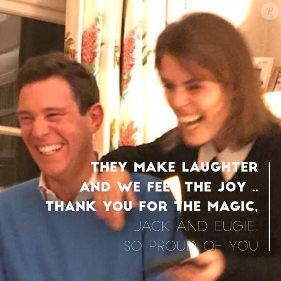 Photo de la princesse Eugenie d'York et de Jack Brooksbank publiée sur Twitter suite à l'annonce de leurs fiançailles le 22 janvier 2018 par Sarah Ferguson, duchesse d'York, mère de la princesse.