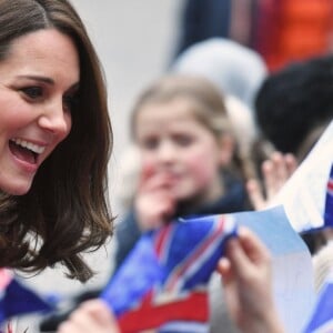 Catherine Kate Middleton, la duchesse de Cambridge enceinte - Visite de l'école "Matteusskolan" pour rencontrer les élèves qui suivent le "Youth Aware of Mental Health program" (programme sur la santé mentale) à Stockholm, le 31 janvier 2018.  Matteusskolan school's visit in Stockholm where they will meet children who have taken part in the YAM programme during one of their mental health activity sessions. on January 31st 201831/01/2018 - Stockholm