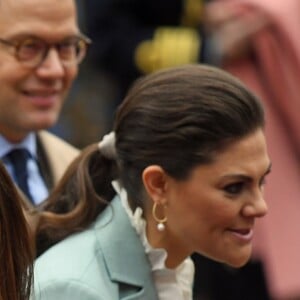 Catherine Kate Middleton, la duchesse de Cambridge enceinte, le prince William, duc de Cambridge, la princesse Victoria de Suède - Visite de l'école "Matteusskolan" pour rencontrer les élèves qui suivent le "Youth Aware of Mental Health program" (programme sur la santé mentale) à Stockholm, le 31 janvier 2018.  Matteusskolan school's visit in Stockholm where they will meet children who have taken part in the YAM programme during one of their mental health activity sessions. on January 31st 201831/01/2018 - Stockholm