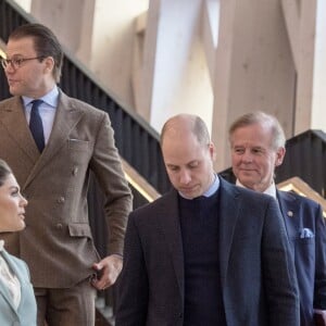 Kate Catherine Middleton (enceinte), duchesse de Cambridge, le prince Daniel, la princesse Victoria de Suède, le prince William, duc de Cambridge, en visite à l'Institut Karolinska à Stockholm. Le 31 janvier 2018  The Duke and Duchess of Cambridge, accompanied by Crown Princess Victoria and Prince Daniel of Sweden, visit the Karolinska Institute in Stockholm to hear about Sweden's approach to managing mental health challenges.31/01/2018 - Stockholm