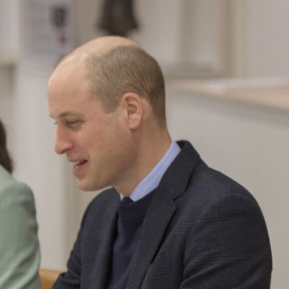 Kate Catherine Middleton (enceinte), duchesse de Cambridge, le prince William, duc de Cambridge, en visite à l'Institut Karolinska à Stockholm. Le 31 janvier 2018  The Duke and Duchess of Cambridge, accompanied by Crown Princess Victoria visit the Karolinska Institute in Stockholm to hear about Sweden's approach to managing mental health challenges.31/01/2018 - Stockholm