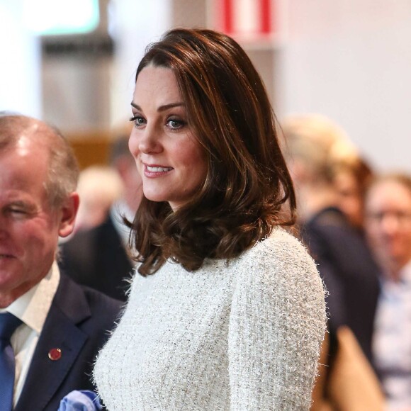 Kate Catherine Middleton (enceinte), duchesse de Cambridge - Visite de l'Institut Karolinska à Stockholm. Le 31 janvier 2018  Here, Prince William, Duke of Cambridge, Catherine, Duchess of Cambridge, Crown Princess Victoria, Crown Prince Daniel at the Karolinska Institute where they meet academics and practitioners to discuss Sweden's approach to managing mental health challenges.31/01/2018 - Stockholm