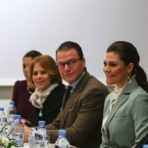 Le prince Daniel et la princesse Victoria de Suède, Kate Catherine Middleton (enceinte), duchesse de Cambridge et le prince William, duc de Cambridge - Visite de l'Institut Karolinska à Stockholm. Le 31 janvier 2018  Here, Prince William, Duke of Cambridge, Catherine, Duchess of Cambridge, Crown Princess Victoria, Crown Prince Daniel at the Karolinska Institute where they meet academics and practitioners to discuss Sweden's approach to managing mental health challenges.31/01/2018 - Stockholm