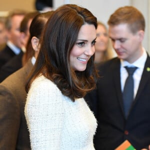 Kate Catherine Middleton (enceinte), duchesse de Cambridge - Visite du collège Matteuskolan à Stockholm. Le 31 janvier 2018  31 January 2018. The Duke and Duchess of Cambridge, accompanied by Crown Princess Victoria and Prince Daniel, visit Matteusskolan School and join children taking part in mental health activity sessions in Stockholm, Sweden, on the 31st January 2018.30/01/2018 - Stockholm