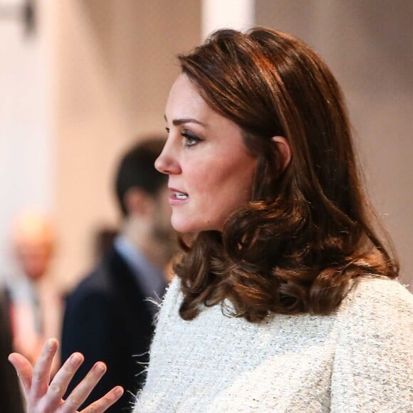 Kate Catherine Middleton (enceinte), duchesse de Cambridge - Visite de l'Institut Karolinska à Stockholm. Le 31 janvier 2018  Here, Prince William, Duke of Cambridge, Catherine, Duchess of Cambridge, Crown Princess Victoria, Crown Prince Daniel at the Karolinska Institute where they meet academics and practitioners to discuss Sweden's approach to managing mental health challenges.31/01/2018 - Stockholm