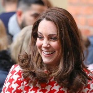 La princesse Victoria de Suède, Catherine Kate Middleton (enceinte), duchesse de Cambridge lors de la visite de l'école Matteusskolan à Stockholm le 31 janvier 2018.  The Duke and Duchess of Cambridge with Crown Princess Victoria and Prince Daniel visit the Matteusskolan School in Stockholm Sweden 31 January 2018.31/01/2018 - Stockholm