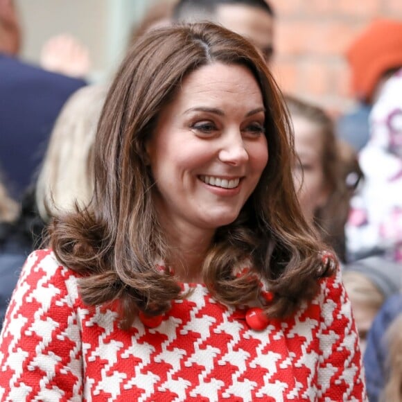 La princesse Victoria de Suède, Catherine Kate Middleton (enceinte), duchesse de Cambridge lors de la visite de l'école Matteusskolan à Stockholm le 31 janvier 2018.  The Duke and Duchess of Cambridge with Crown Princess Victoria and Prince Daniel visit the Matteusskolan School in Stockholm Sweden 31 January 2018.31/01/2018 - Stockholm