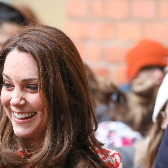 La princesse Victoria de Suède, Catherine Kate Middleton (enceinte), duchesse de Cambridge, le prince William, duc de Cambridge lors de la visite de l'école Matteusskolan à Stockholm le 31 janvier 2018.  The Duke and Duchess of Cambridge with Crown Princess Victoria and Prince Daniel visit the Matteusskolan School in Stockholm Sweden 31 January 2018.31/01/2018 - Stockholm