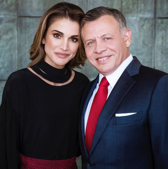 La reine Rania de Jordanie et son mari le roi Abdullah II de Jordanie, photo Instagram le 30 janvier 2018 pour l'anniversaire du souverain.