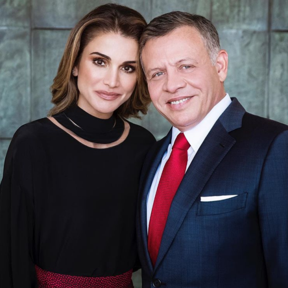La reine Rania de Jordanie et son mari le roi Abdullah II de Jordanie, photo Instagram le 30 janvier 2018 pour l'anniversaire du souverain.