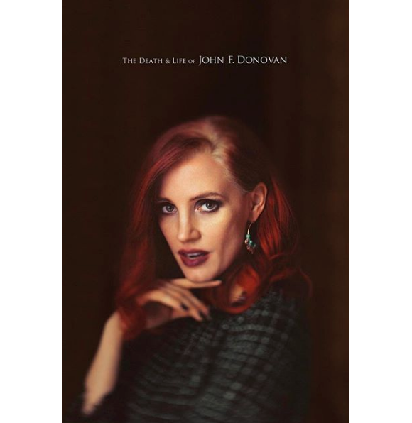 Affiche promo avec Jessica Chastain de The Death and Life of John F. Donovan (2018)