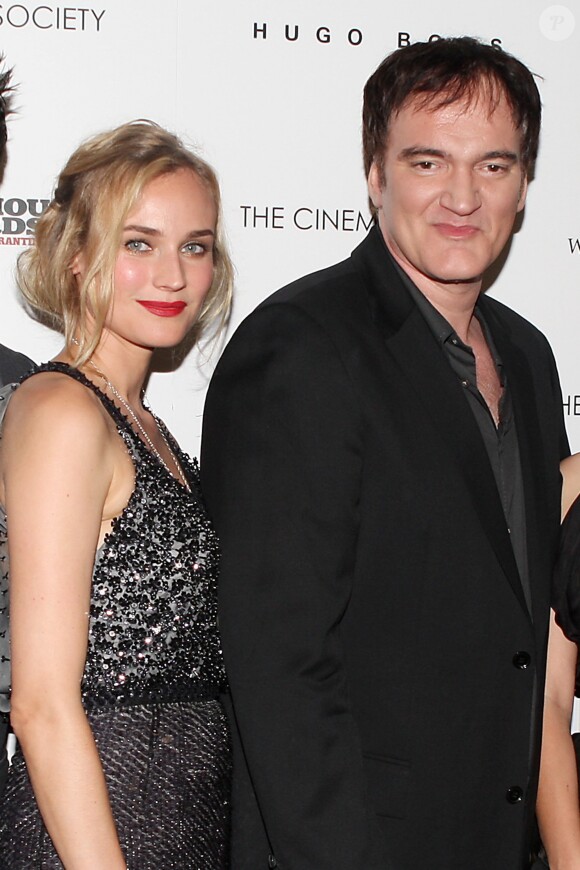 Diane Kruger et Quentin Tarantino à une projection du film 'Inglourious Basterds' au Cinema Society à New York le 17 août 2009