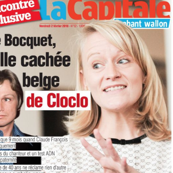 Une du journal belge "La Capitale", 2 février 2018. La fille cachée de Claude François, Julie Bocquet, s'exprime à l'aube des 40 ans de la mort du chanteur.